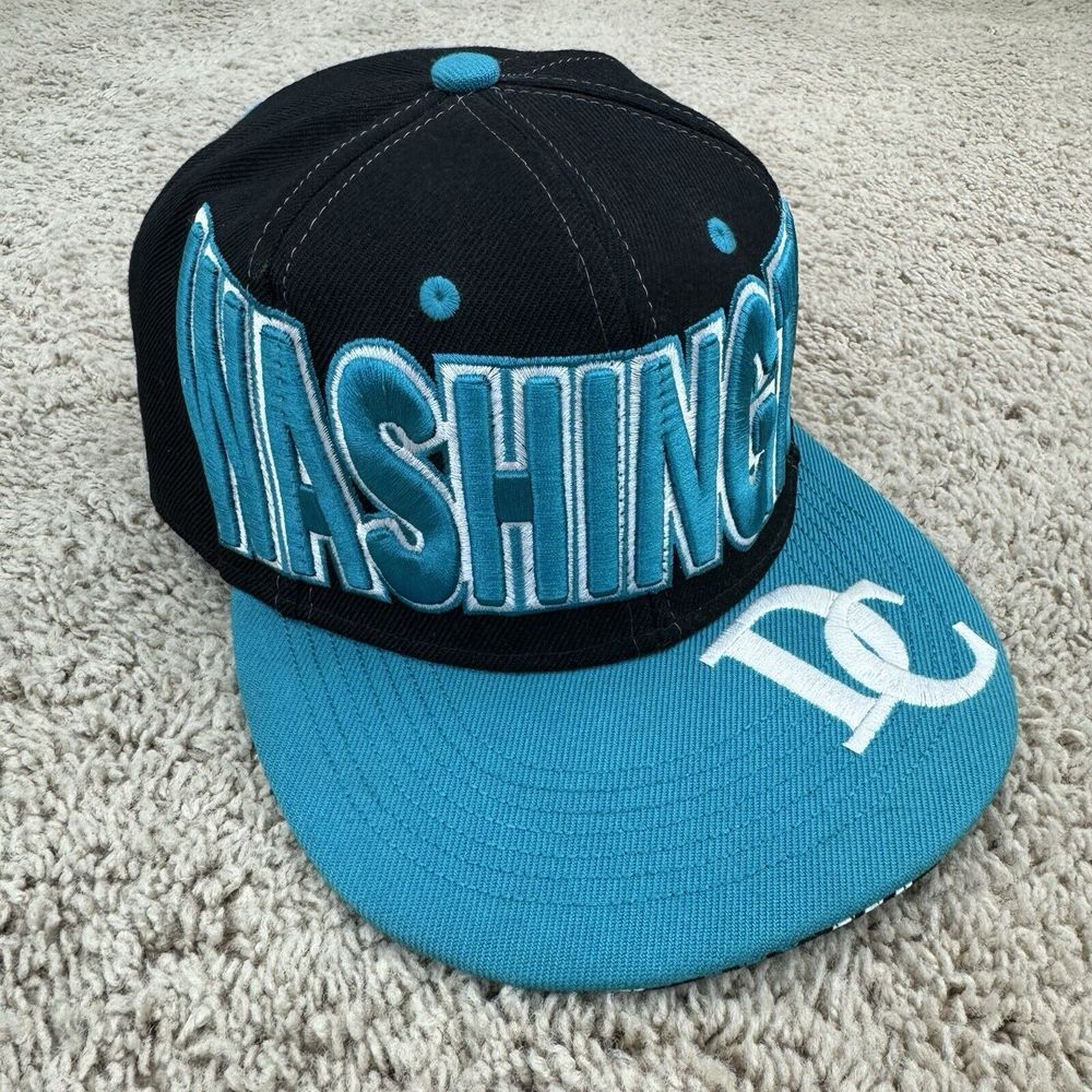 Washington DC Hat City‎ Hunter Snapback Teal Black 3D Spellout Hip Hop Skate Cap